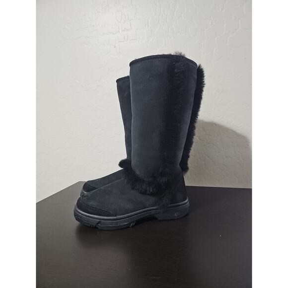 UGG Sunburst Tall Women's Black Suede Sheepskin Shearling Boots size US 5/EU 36 - Picture 1 of 5